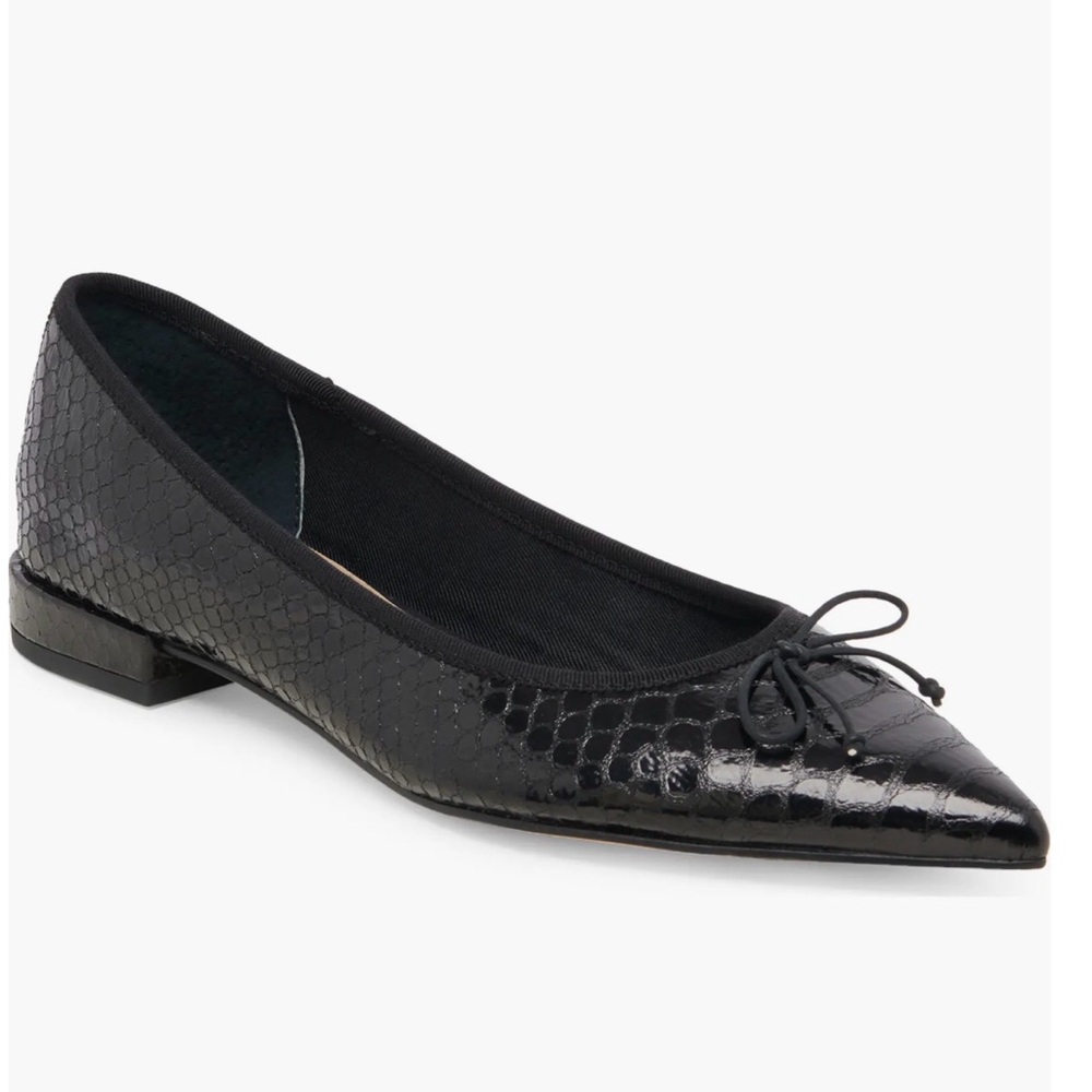 Dolce Vita Black Snake-Embossed Flats